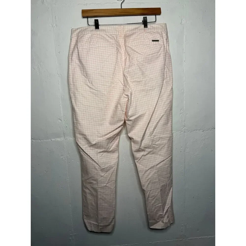 NEW Michael Kors Womens Pink White Gingham Pants Size 12